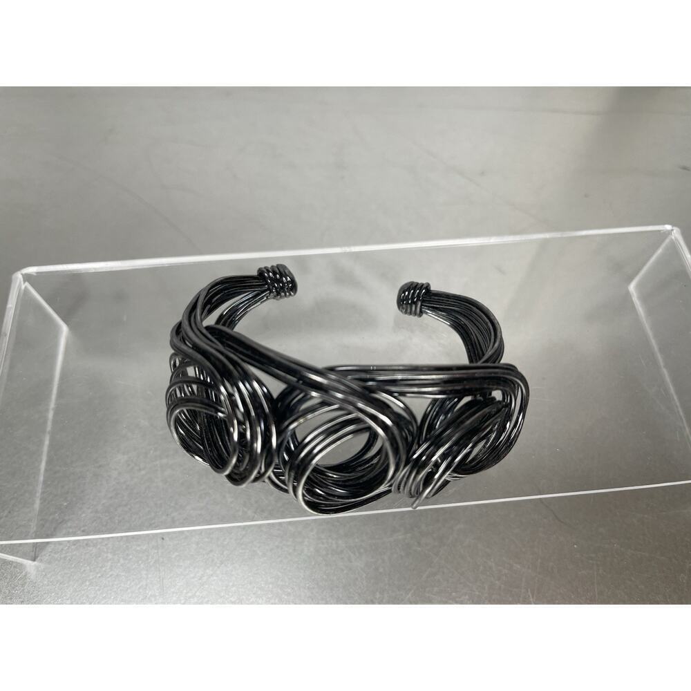 Black Wire Swirl Cuff Bracelet Wire wrapped Statement Cuff